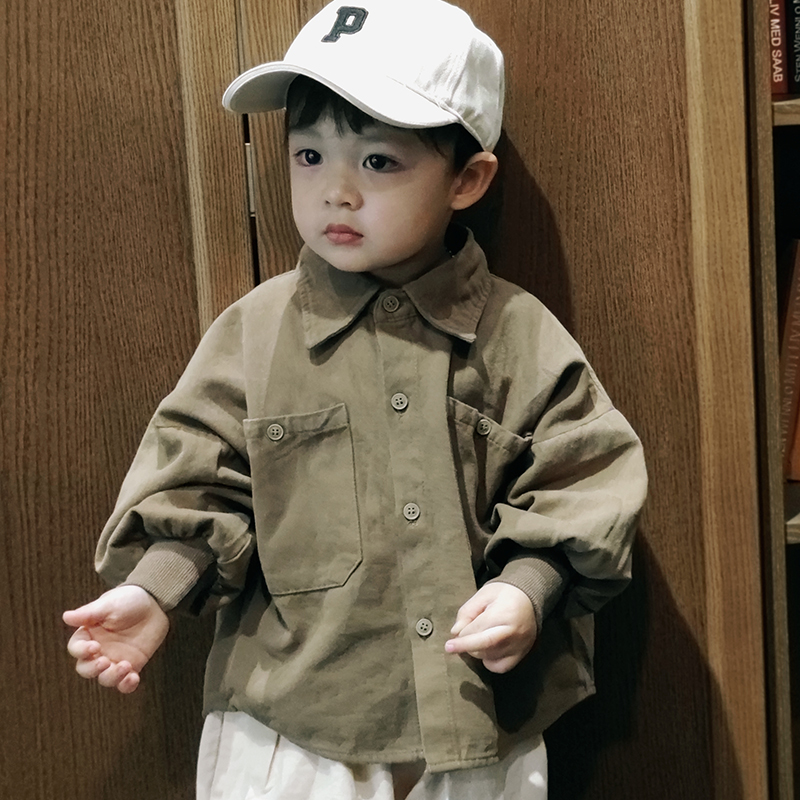 Inkstone Home Han Edition Boy Fried Street Shirts Children Pure Cotton Polo Wave Baby Spring Autumn Children's Shirts Trendy Handsome