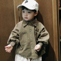 Yan Taiwan Han Boy Boy Frying Street Shirt Children Pure Cotton Gas Baby Spring and Autumn Childrens Long Sleeve Shirt