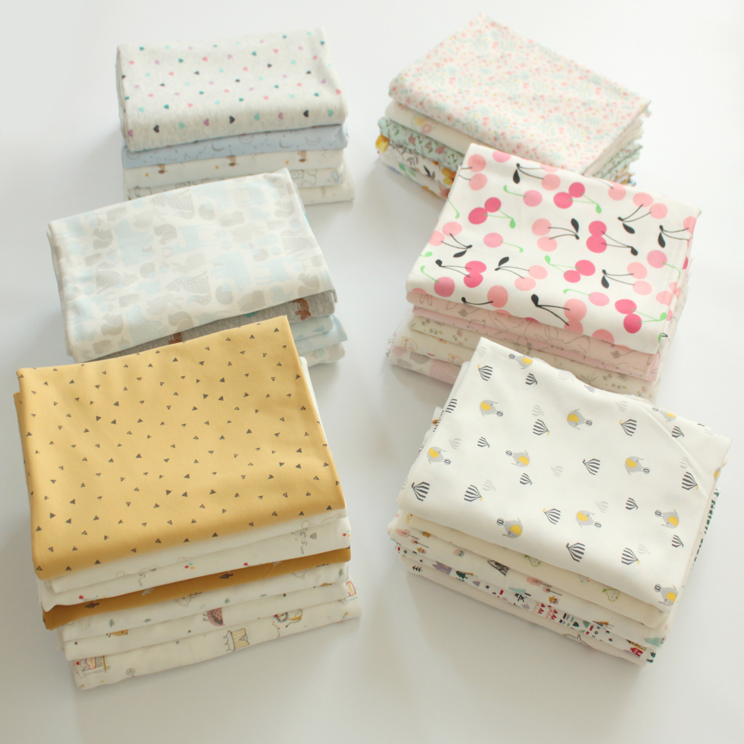 Cartoon pure cotton baby clothing fabric baby mouth DIY elastic flower fabric fabric All cotton cute knitted cloth