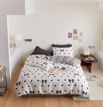 ins Nordic simple bed three or four piece cotton cotton dormitory quilt cover 1 5m sheets bow love