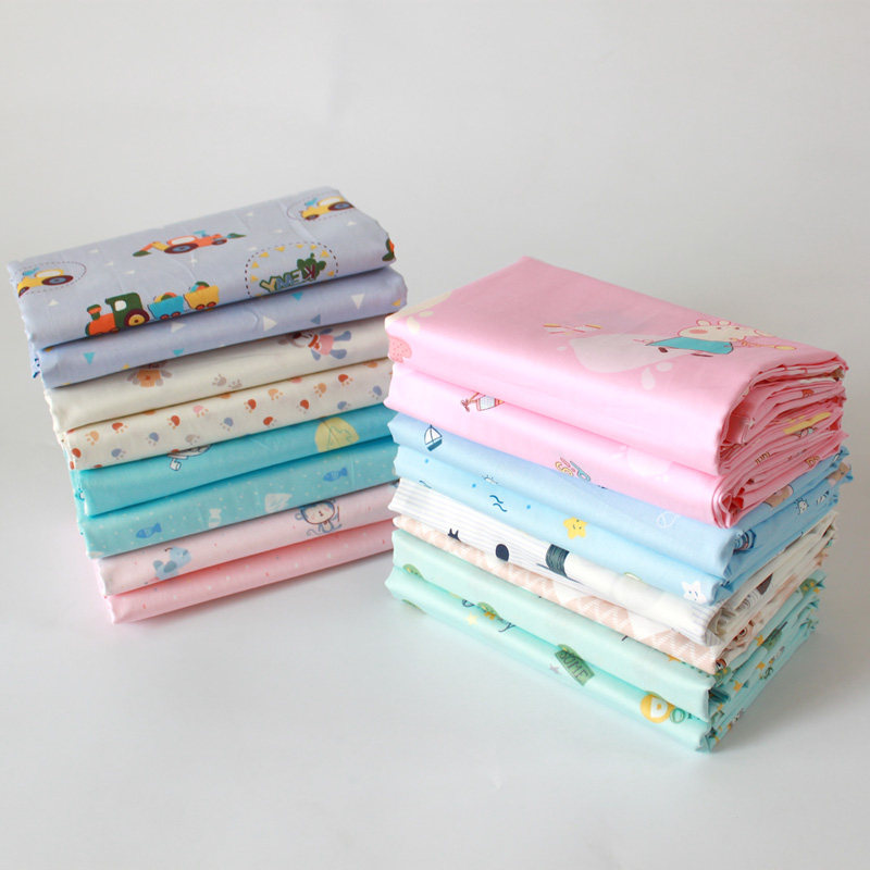 New Pint Pure Cotton Baby Cot cartoon linen quilted without fluorescent agent 60 Type A pure cotton gon satin fabric