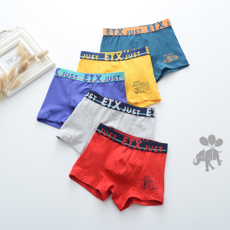 ETX children's underwear, cotton, boy's, adult, boxer briefs, medium size children's, five-pack, cotton, cotton underwear, square panties 