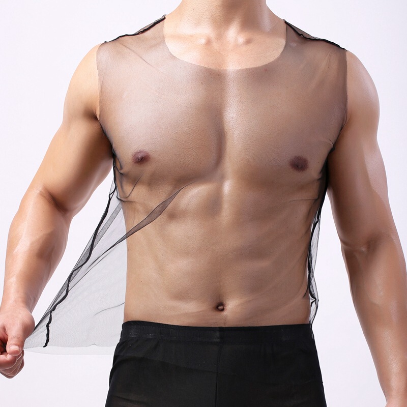 Men's Mesh Tank Top, Fully Transparent, Sexy Racerback Tank Top, Summer Loose Wide-Shoulder Underwear Men's Mesh Tank Top, Fully Transparent, Sexy Racerback Tank Top, Summer Loose Wide-Shoulder Underwear