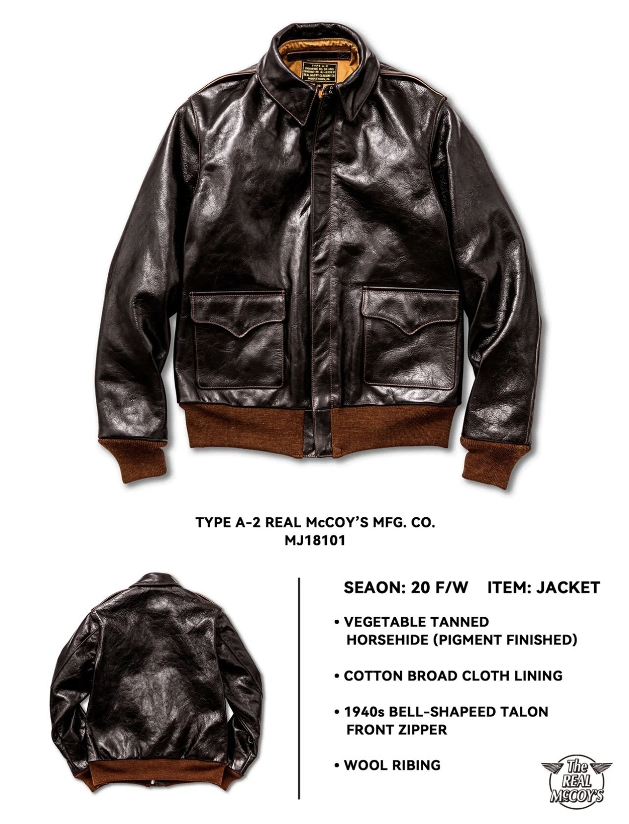 Nissan The Réal Mccoys Classic Mapi A2 MJ18101 Air Force Flight Jacket American Retro