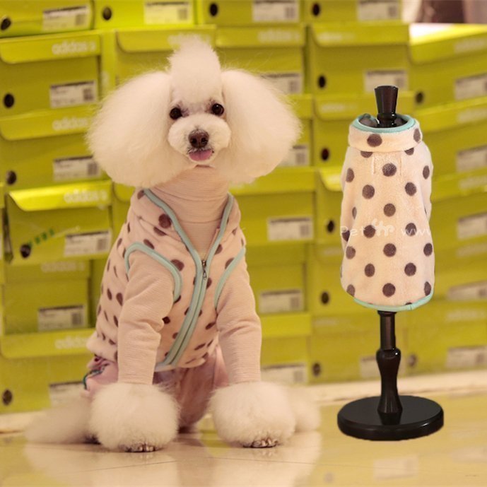 Bao Dependents Pet Dog Teddy Bib Bear Soft Polo Dot Suede Suede color wrapping waistcoat Waistcoat Spring Clothing Jacket-Taobao