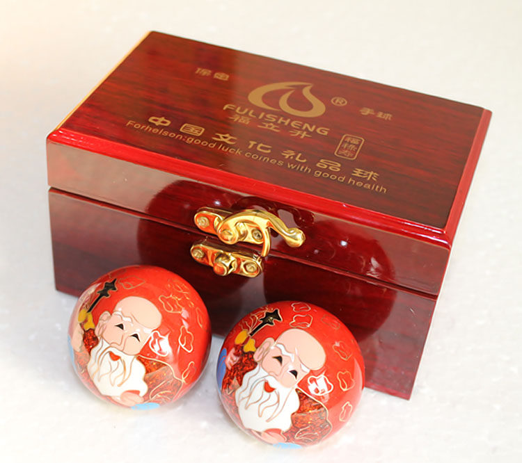 Baoding Iron Balls Fitness Ball Handball Jingtai Blue Sushi With Fine Loading Wood Box A Pair Of Elderly Elders Birthday Gifts