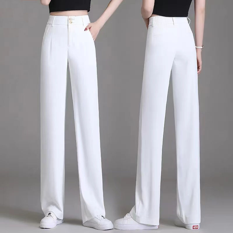 Ice Silk Wide-Leg Pants for Women 2026 Summer New High-Waisted Casual Suit Pants Slimming Drape Thin Narrow Straight-Leg Pants Ice Silk Wide-Leg Pants for Women 2026 Summer New High-Waisted Casual Suit Pants Slimming Drape Thin Narrow Straight-Leg Pants