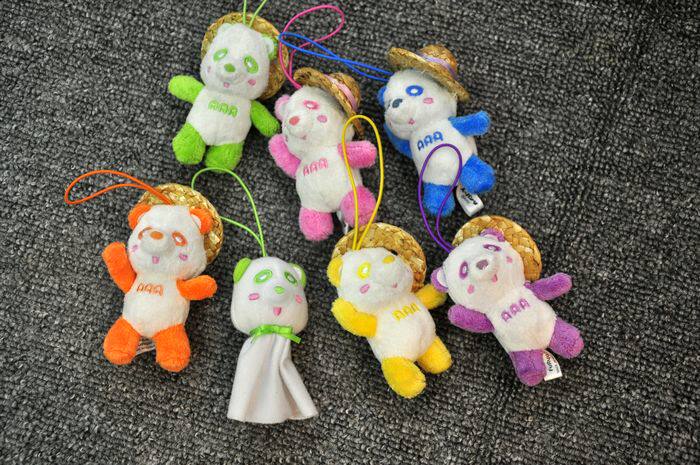 Daily Single Japanese Red Panda Wearing Straw Hat Plush Doll Pendant