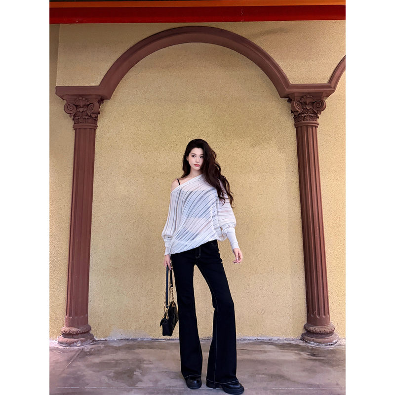 Six Tips for Vintage Slim-Fit Supermodel Flared Jeans, Autumn Style, Butt-Lifting Black Pants, Stretchy Versatile Long Pants for Women