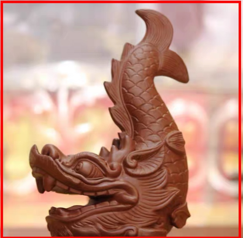 Purple Clay Single Fire-Breathing Dragon Figurine, 1 Piece, Height 19cm Cm, Northwest-Style Kitchen Decoration