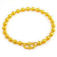 15 Year Old Shop Authentic Sand Gold Bracelet Women's Smooth Round Bead Bracelet Fine 999 Simulated Yellow