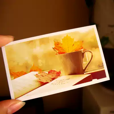 Autumn leaf time nostalgic creative photography pattern Small fresh mind small card greeting card blessing mini card