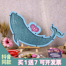 Creative sign-in board Whale cartoon birthday signature roster gift Golden guest blessing signature roster book fingerprint tree customization