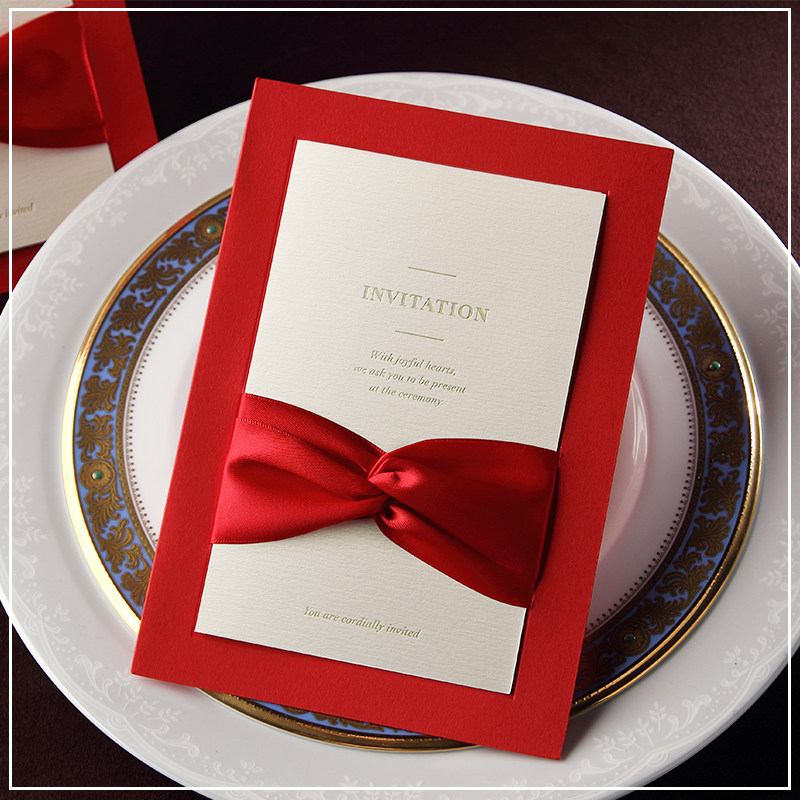 2019 Knot Wedding Han Style Upscale Please Post Custom Meeting Business Invitation for Cambodian Print European-style Chinese company invitation letter