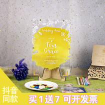 Yellow ink all transparent wedding ceremony creative three-dimensional sign-in book customized signature book setting table layout personalized photo frame