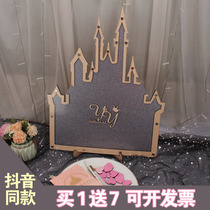 Grey Sands Gold Castle Creative Sign to plate Custom Wedding Signature Photo Frame Christmas Gift Wood Pieces Blessing Wish