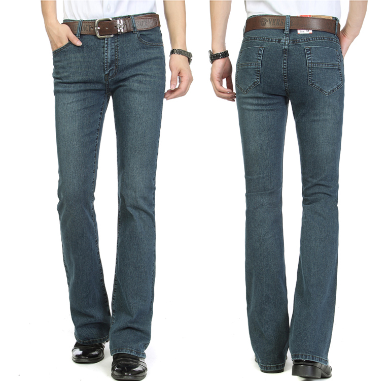 New Autumn and Winter Men's Jeans, Mid-High Waist, Stretchy Flared Pants, All-Season Men's Slightly Flared Denim Slim-Fit Men's Pants