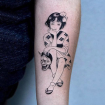 Over 15 yuan Prajna mask Geisha tattoo stickers waterproof female long-lasting realistic black and white