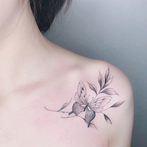 Full 15 yuan butterfly shoulder flower tattoo sticker waterproof female lasting simulation sexy Korean elegant dark
