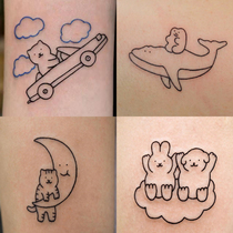 Hipster cute lines fudge cartoon tattoo stickers waterproof female lasting simulation Korean ins Wind dark system