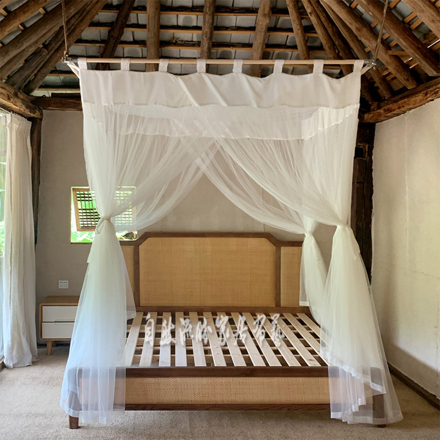 Splicing Mesh Yarn Bed Mantle Blue Minjuku Hotel Guest House Cloth Art Southeast Asia Wind Mosquito Net Yarn Tent with wood hanger