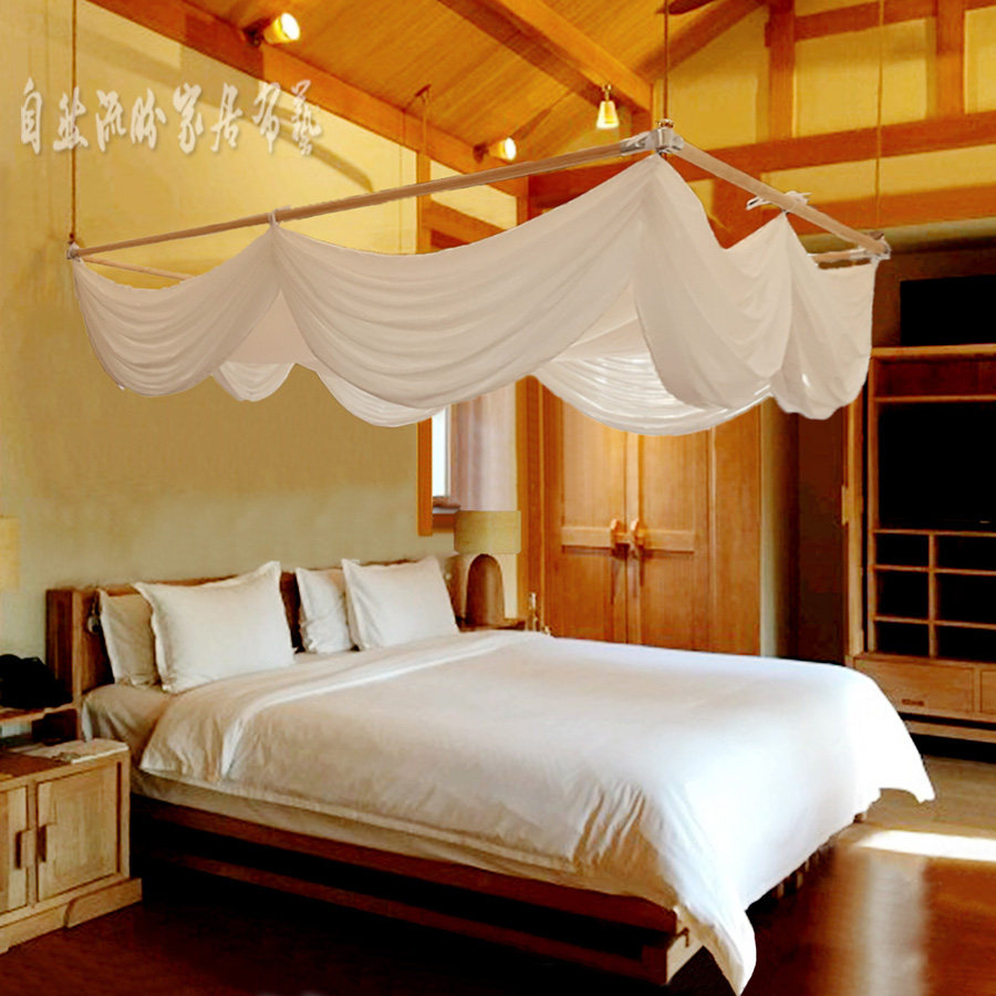 Water Wave Decoration Dust Resistant Top Folk Hotel Guest House Common Southeast Asia Wind Nordic American Bed Mantle with solid wood hanging rack