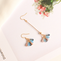 Korean version of Morandi color asymmetry long temperament crystal earrings earrings earrings earless ear clip earrings earrings earrings