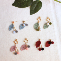 Autumn New exquisite cute wool woven small leaves warm earrings ear studs earrings women
