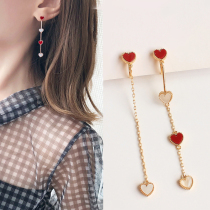 Korean cute fashion resin love irregular long tassel earrings Earrings fashion women without ear clip
