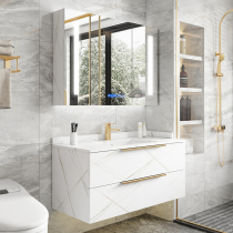 Rock board bathroom cabinet light luxury modern simple toilet wash face wash hand basin cabinet combination bathroom set hanging cabinet
