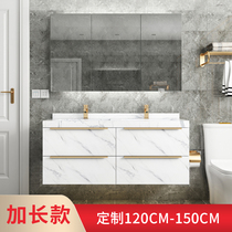 Smart light luxury bathroom cabinet modern double basin toilet face wash basin cabinet combination marble washbasin bathroom