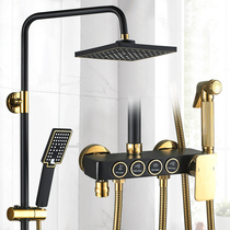 All copper black shower set wall simple bath shower Nordic toilet shower head