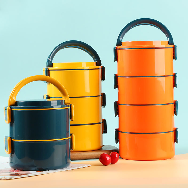 Ceramic Lunch Box for Office Workers, Microwaveable, Heatable Porcelain Bowl, Portable, Divided, Double-Layer Sealed Lunch Box