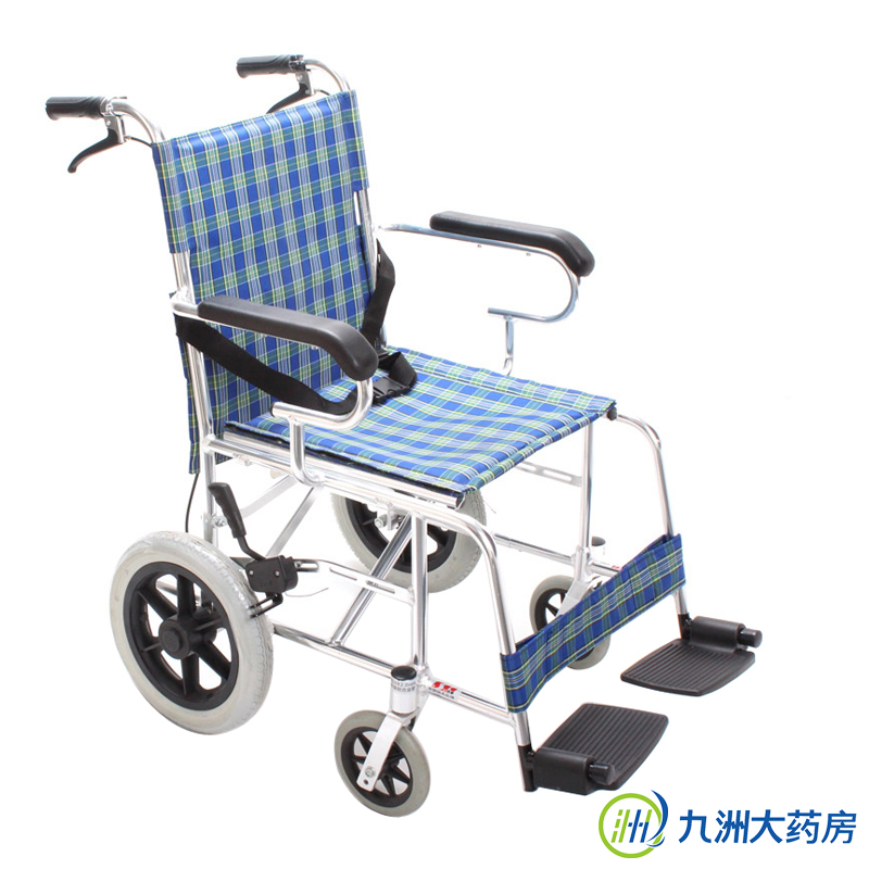 舒适康手动轮椅车SLM-60S 老人助行车铝合金 免充气实心胎 带手刹