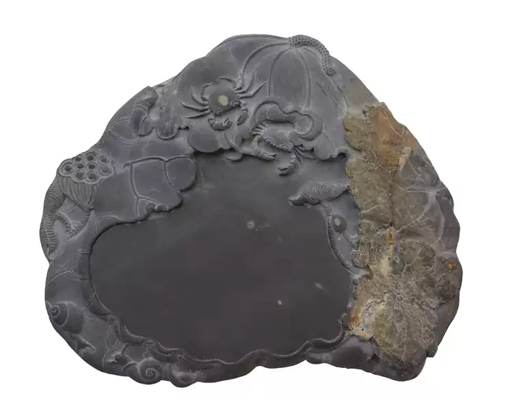 梁焕明大师作品【荷塘清趣砚】160904 坑仔岩端砚文房四宝