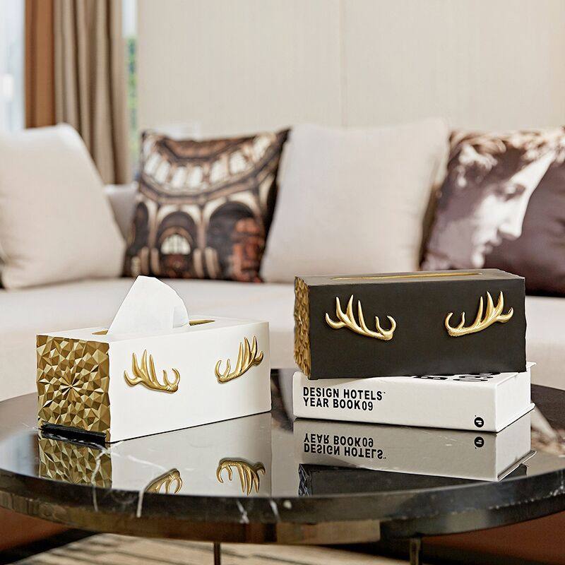 European-style light luxury tissue box creative draw paper box living room coffee table multi-functional storage ornaments simple home decorations