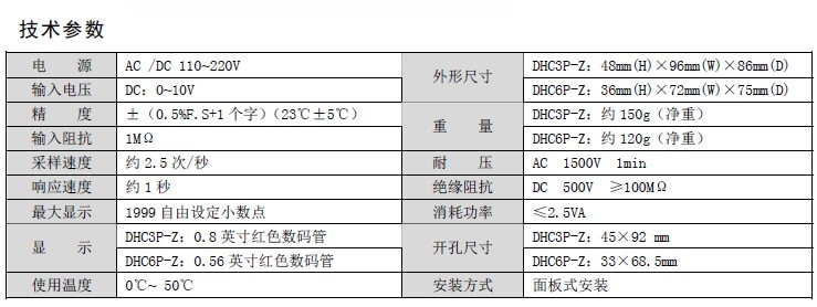 Wenzhou Dahua inverter dedicated tachometer DHC3P-Z input signal DC:0-10V DP3-Z