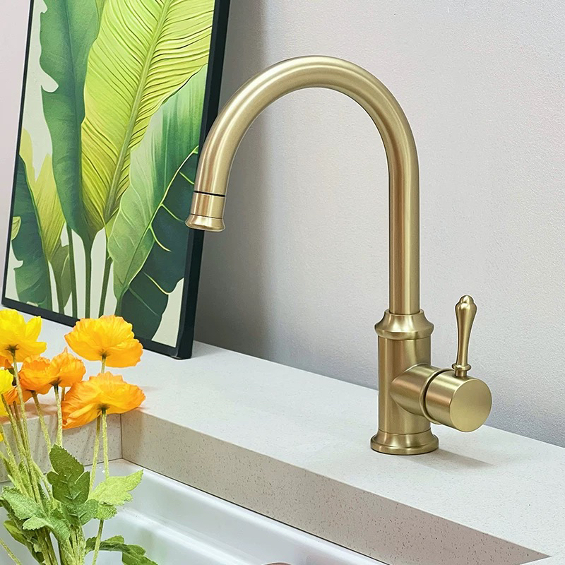Victoria All-Copper Hot and Cold Water Faucet Single Handle Single Hole Swivel Pull-Out Sink Faucet Splash-Proof Victoria All-Copper Hot and Cold Water Faucet Single Handle Single Hole Swivel Pull-Out Sink Faucet Splash-Proof