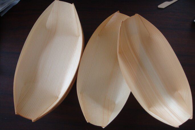 Disposable wooden boat cake cheesecake dessert biscuit dish baking picnic barbecue food plate delivery