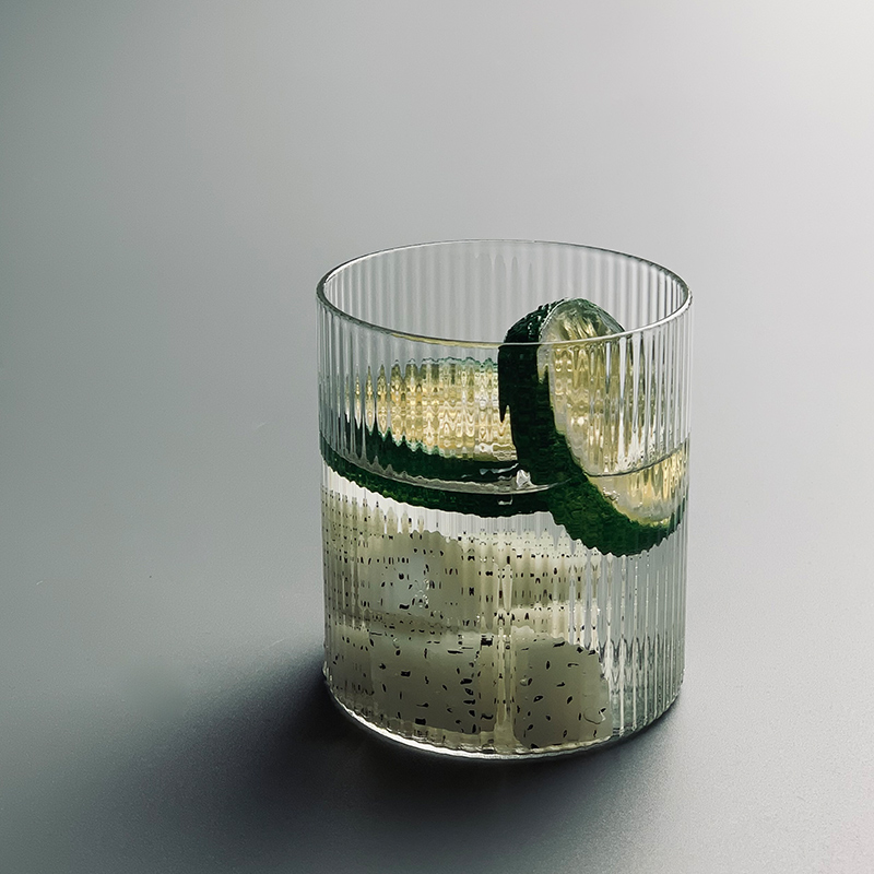 Water glass high face value vertical stripe glass cup Japanese style high temperature resistant ins wind tea cup wine glass transparent home coffee cup subs