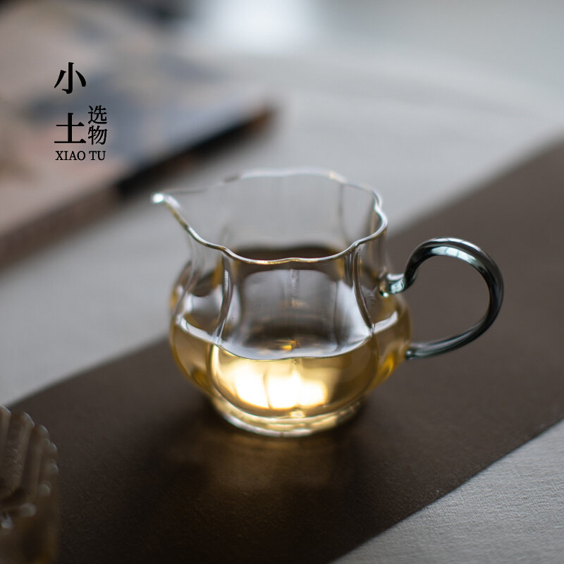 Small earth Elects Apple Fair Cup chickpea Broken Water Vertical Stripe with glass Gongcup Tea Set Tea Set 250ML-Taobao