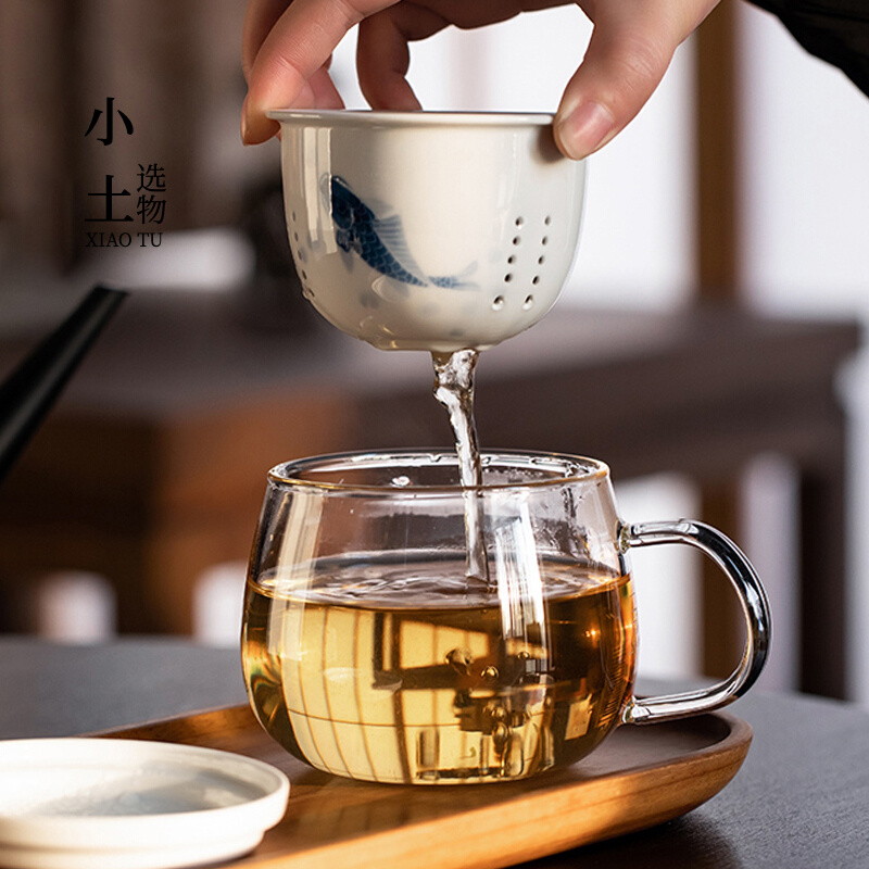 High temperature glass household transparent cup teacup separation teacup office Building tea cup Tea cup