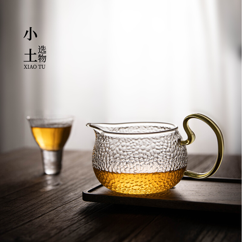Hammer Grain Glass Fair Cup Tea Filter Integral Tea Leaf Tea Leak Heating High Temperature Resistant Large Capacity Kongfu Tea Sub Tea