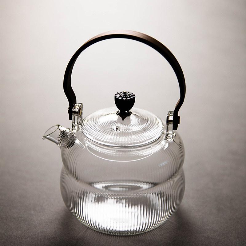 Heat Resistant Glass Lifting Beam Teapot Big Number Home Burning Water Cooking Tea Stove Black Crystal Furnace Special Suit Transparent Kung Fu Teapot