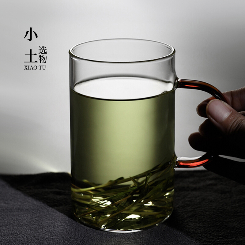 Green tea cup glass cup with special day-style large capacity thickened transparent individual cup for family water glass