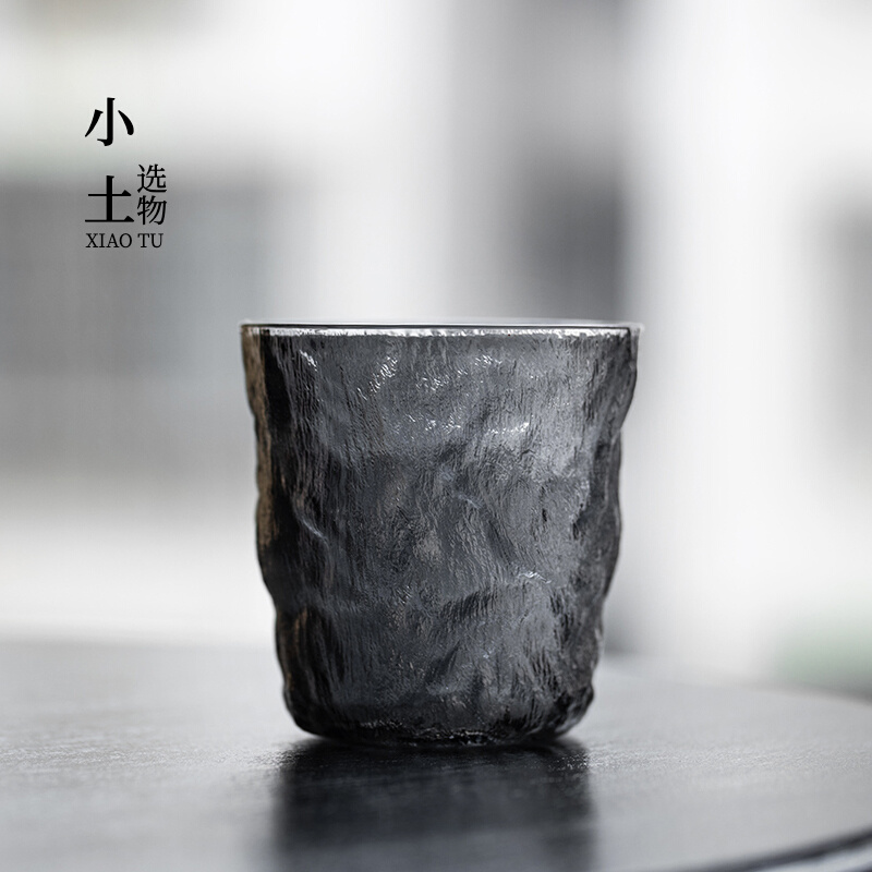 Tobacco Grey Cups Day Style Glacier Textured Glass Cup Teacup Belt transparent with home Mark Cups Ear Hanging Coffee Cups