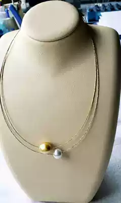 (Spring Breeze Agency Japan) single bead necklace gold beads 12mm silver white beads 10mm