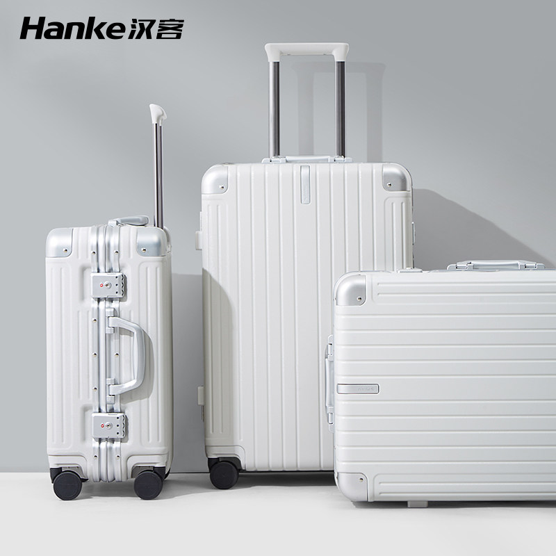 Hanke aluminum frame trolley case universal wheel small suitcase 20 inch male luggage female 24 large capacity password leather case
