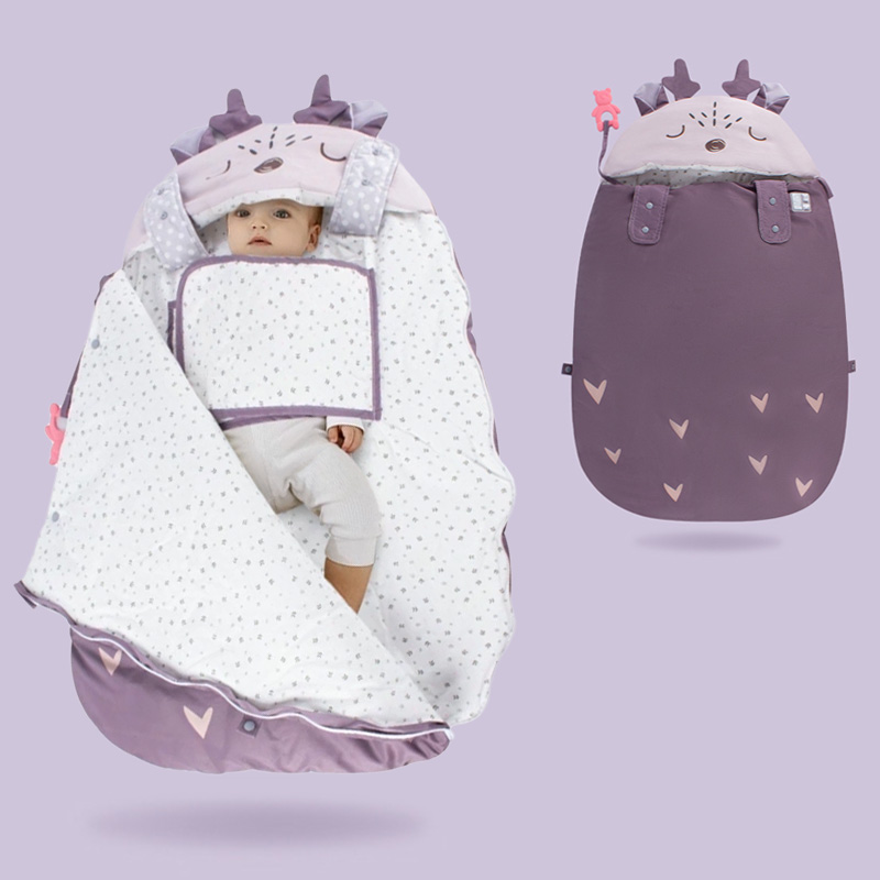 Cartoon Baby Sleeping Bag Baby Autumn Winter Thickening Anti-Throng anti-kick by going out cart to be held by newborn
