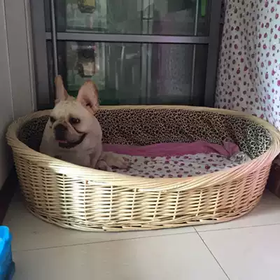 Removable and washable Four Seasons universal bamboo woven rattan dog kennel method cat nest house type dog basket Teddy dog basket dog mat